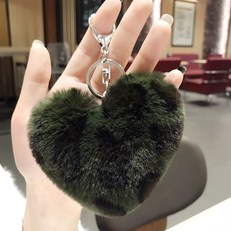 Llaves de metal de pelota de pelota de pelota de pelota de peluche de patrón de leopardo